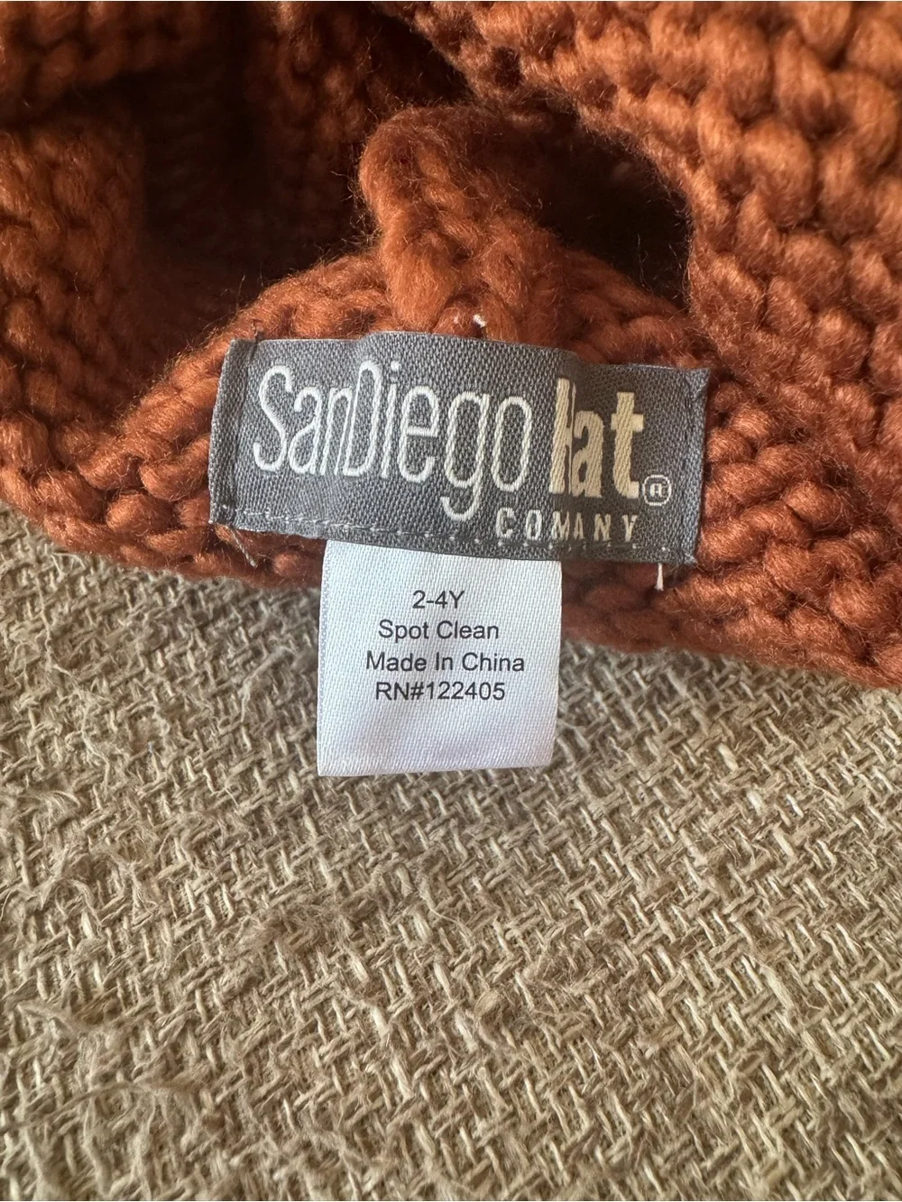 San Diego Hat Company Kids Pom Pom Beanie - Rust